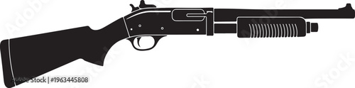 Black rifle, assault rifle, gun silhouette, weapon icon, vector illustration