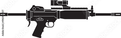 Rifle, assault rifle, gun, black, silhouette, vector, illustration, weapon, firearm