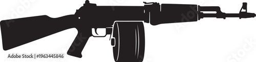 Rifle, assault rifle, AK-47, gun, silhouette, black, vector, illustration, weapon, firearm