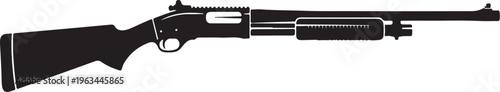 Black rifle, shotgun vector, firearm illustration, hunting gun
