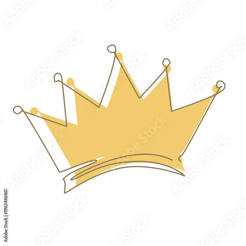 Continuous One Line Drawing of Crown. Abstract Single Line Crown. Vector isolated illustration.
