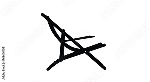 Simple black silhouette of a reclining beach chair