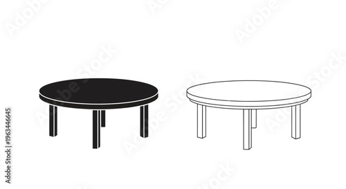 Two round tables one dark and one light in a striking silhouette