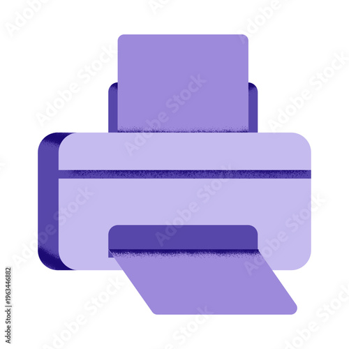 Grainy Texture Shadow Style Illustration of a Purple Printer