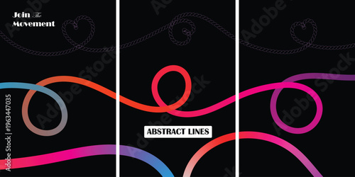 Vibrant neon lines and intersections on black background