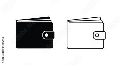 Two wallet icons one filled and one outlined in a simple silhouette
