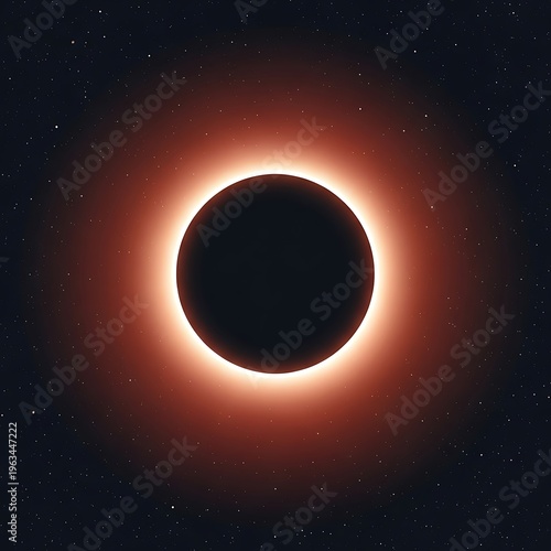Solar eclipse with the moon blocking the suns light in space with stars