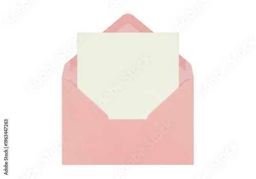 A pink envelope with a white flap ready for mailing or decoration