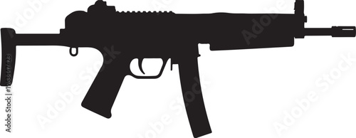 Rifle silhouette, black assault gun, firearm icon, vector weapon
