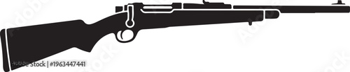 Rifle, gun, firearm, black silhouette, vector illustration, hunting, weapon, side view