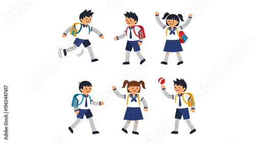 Back to School Joy: Illustration depicts a lively group of students ready for new school year, the joy of learning, the excitement of new beginnings.