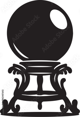 Crystal Ball, Black Silhouette, Mystic Orb, Fortune Telling Icon
