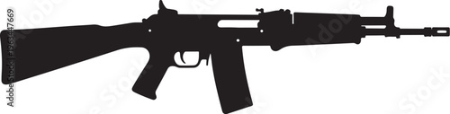 Rifle silhouette, black assault gun, vector firearm, military weapon
