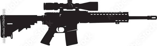 Rifle, assault rifle, gun silhouette, black rifle, weapon icon, vector illustration