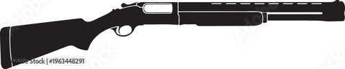 Black rifle, shotgun, firearm, vector illustration, hunting, shooting
