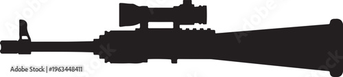 Rifle, sniper rifle, gun silhouette, black rifle icon, vector firearm