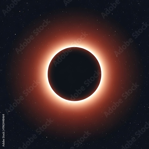 Solar eclipse with the moon blocking the suns light in space with stars