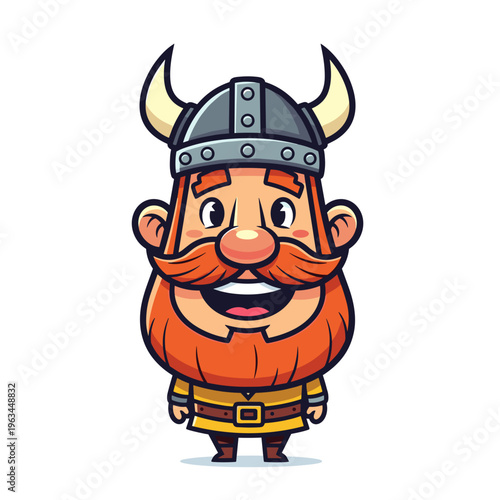 Cute cartoon viking man character