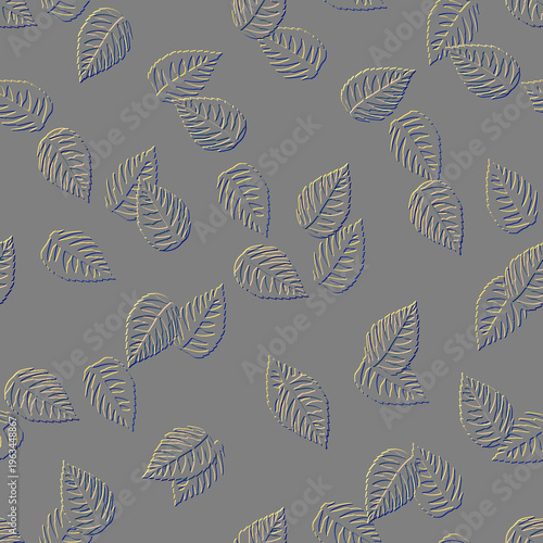 3d embossed floral roses flowers seamless pattern. Textured white gray emboss vector background with relief line art rose flowers, leaves, berries. Beautiful surface endless texture with 3d effect.