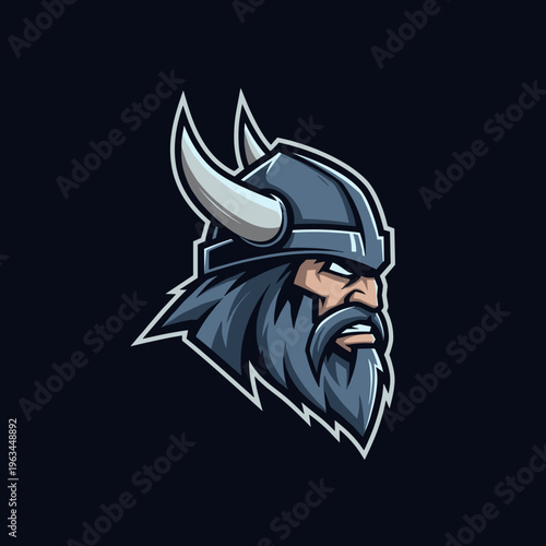 Viking warrior mascot logo on dark background