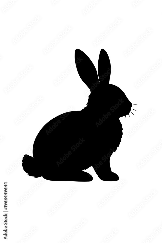 Fototapeta premium Black rabbit silhouette isolated on transparent background