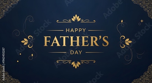 Happy Fathers Day gold text on dark blue background