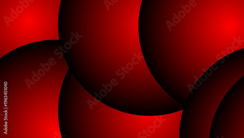 Vivid red spheres create dark aesthetic background and artistic design and bold graphic abstract element and deep shadow texture and modern digital artwork and strong gradient effect.