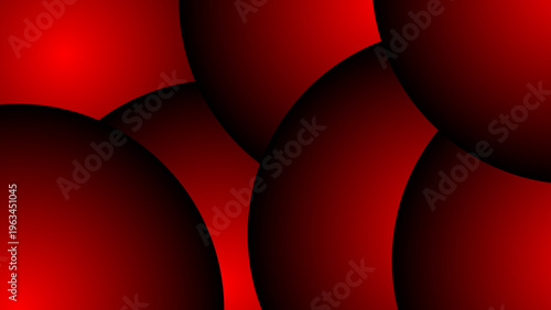 Dynamic red sphere shapes elegant bold design and abstract deep red gradation visual interest create eye-catching graphic minimalist composition modern artwork.