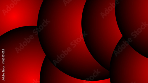 Abstract artistic gradient red background and vivid dark color sphere.