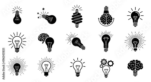 Innovative light bulb icons for business and creative ideas