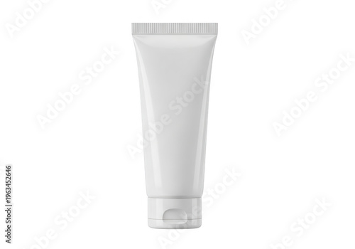 Empty tube of white cream or ointment with cap