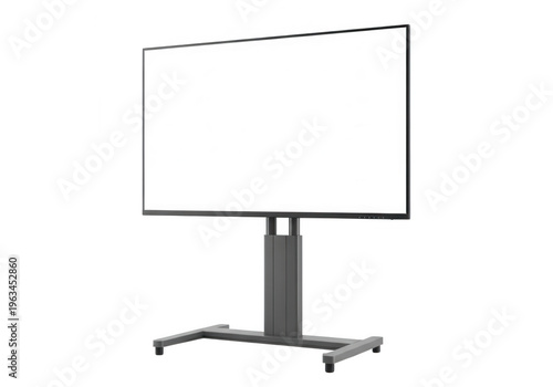 Modern flat screen television mounted on a sleek black stand for home entertainment