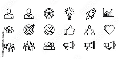 Collection of business and social media icons