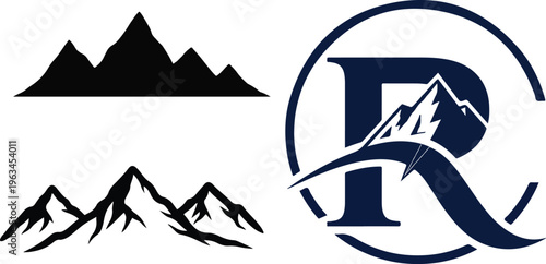 black mountain silhouette, landscape icon