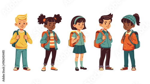 Diverse Group of School children: A vibrant ensemble of school children stand shoulder-to-shoulder, each ready to embark on a journey of knowledge and discovery.