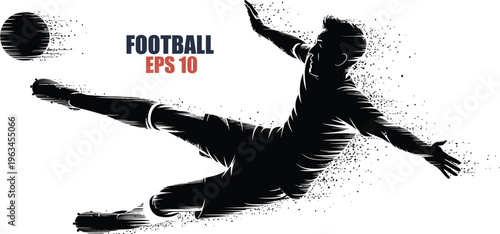 Dynamic football player executing a powerful kick during a match with eps 10 design elements Vector, illustration
