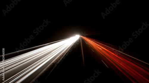 Light Trails on a Dark Highway at Night Capturing Dynamic Movement