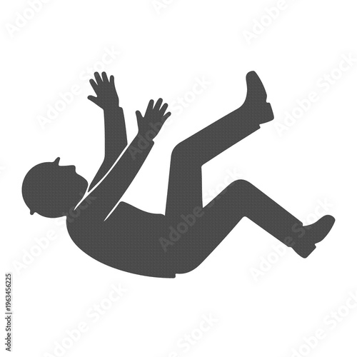 Tablou pe pânză Falling Person Silhouette Icon, Accident Risk Warning Symbol, Minimal Flat Desig