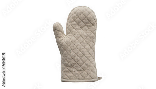 A beige oven mitt on transparent background