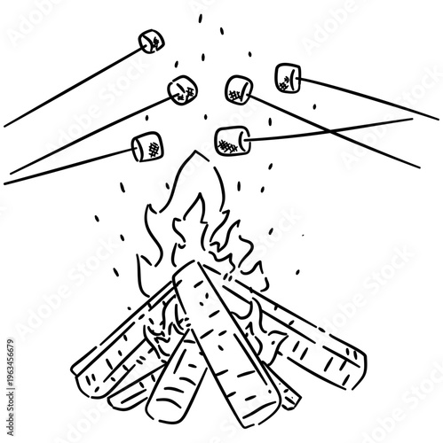 grilled marshmallow with campfire