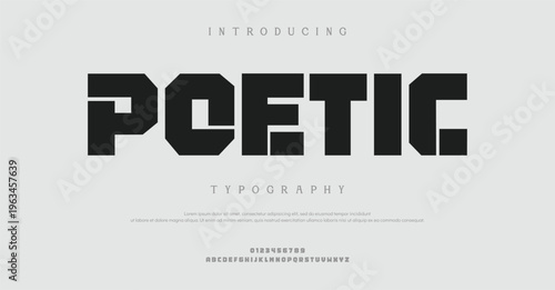 Introducing Poetic Typography with Bold Black Letters on Gray Background