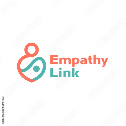 Empathy link logo features abstract figures forming a heart. Ideal for sharing love, unity, emotional support, or mental health concepts.