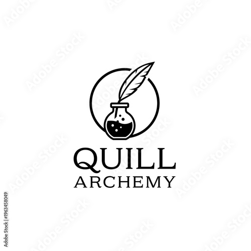 Perfect for showcasing the art of quill alchemy, featuring an oldfashioned inkwell with a delicately crafted quill. Ideal for vintage designs.