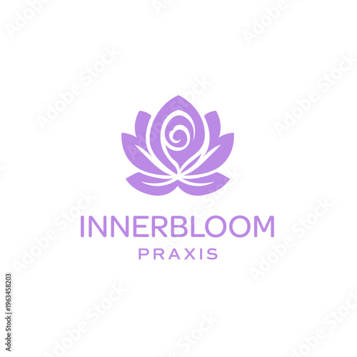 Innerbloom praxis logo with purple lotus suitable for wellness centers, spa businesses, yoga studios, and meditation practices.