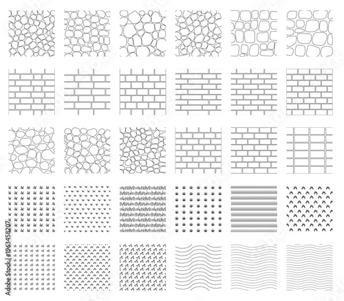 Landscape Architecture CAD Hatch Pattern Set Grass Water Stone Wall Texture Elements Collection