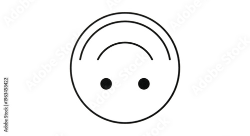 Minimalist line art icon of an upside down smiley face, inverted emoji symbol for April Fools' Day or confused emotion concept isolated on white background.