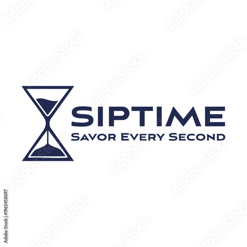 Siptimes modern logo with hourglass icon symbolizes savoring time. Ideal for time management apps, productivity tools, or business coaches.