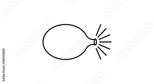 Minimalist line art icon of a whoopee cushion, funny fart balloon prank symbol for April Fools' Day isolated on white background.