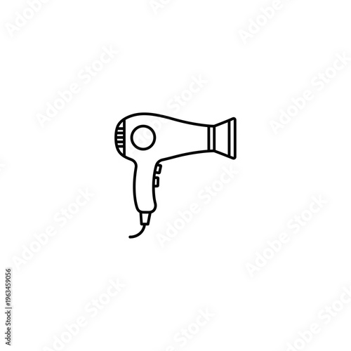 Hair dryer line icon for beauty and grooming with a minimalist black and white