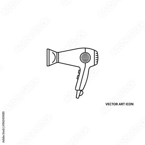 Professional hair dryer line icon with a clean, minimalist vector line icon of